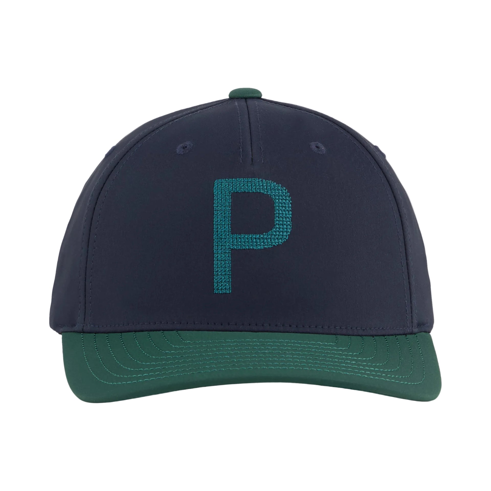 Puma Mens Golf Cap | Crafted P | Deep Navy/Green Terrain