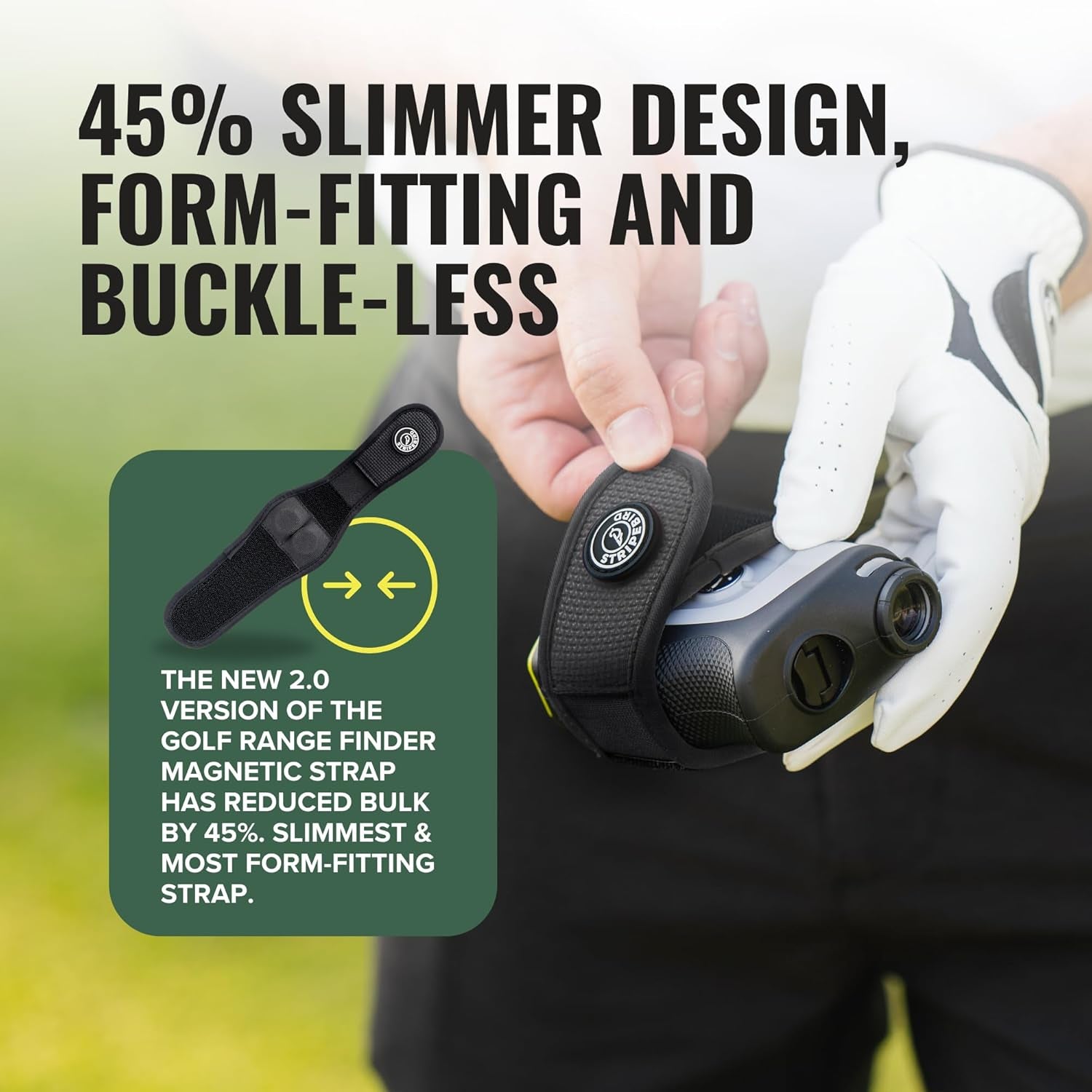 2.0 Slim Golf Rangefinder Magnetic Strap - Form Fitting, No Buckle, Range Finder