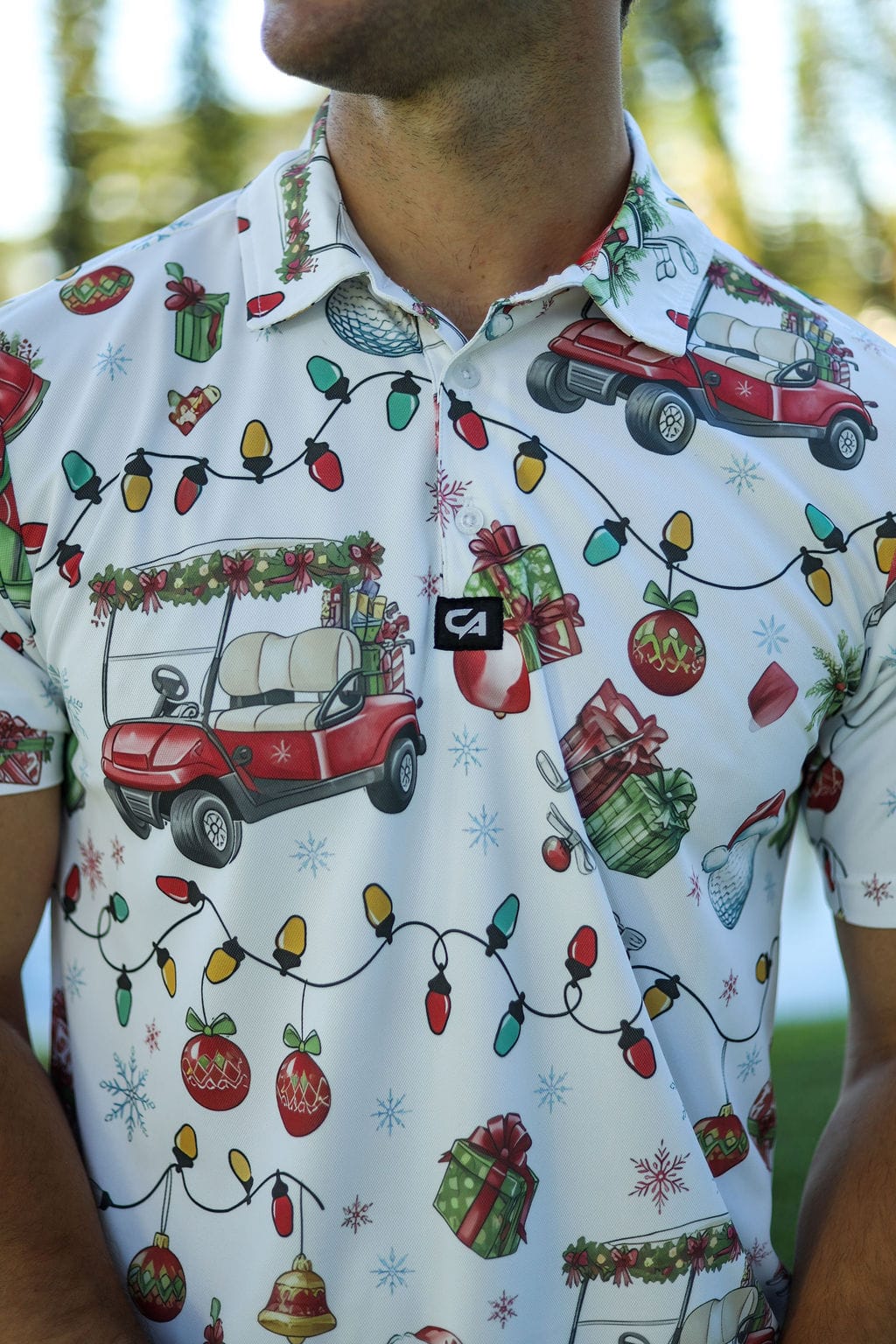 Custom Apparel Men's Funky Golf Shirt | Jingle Bell Drive