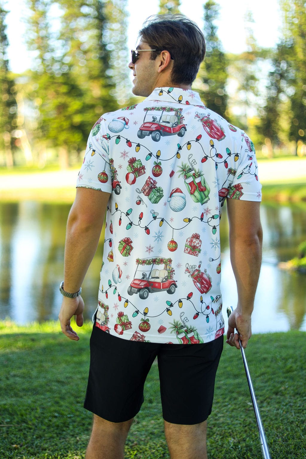 Custom Apparel Men's Funky Golf Shirt | Jingle Bell Drive