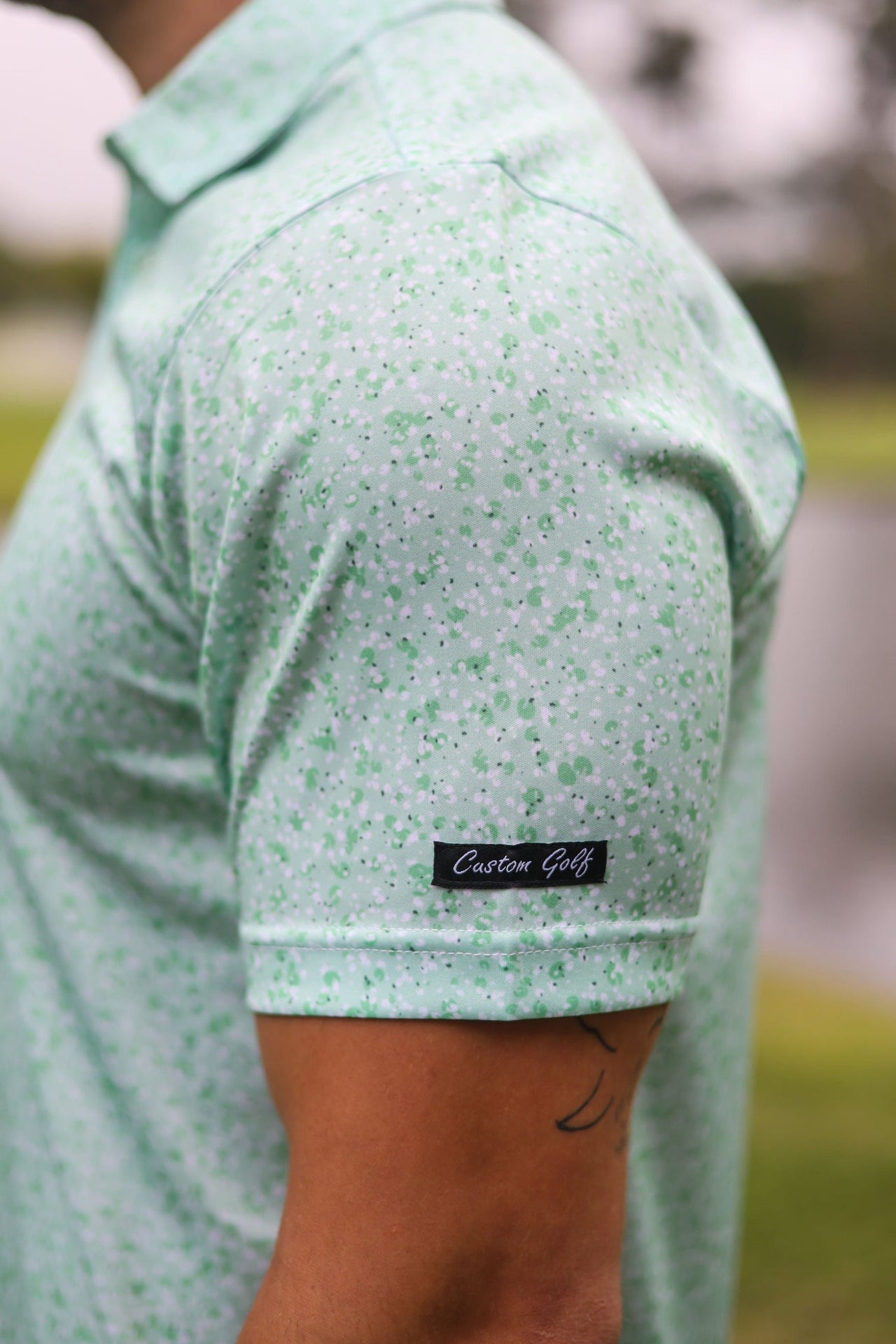 Custom Apparel Men's Funky Golf Shirt | Green Splatter