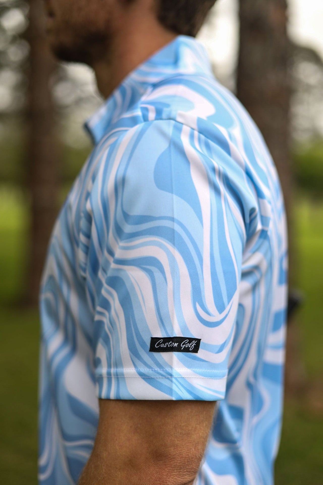 Custom Apparel Men's Funky Golf Shirt | Marble Ocean