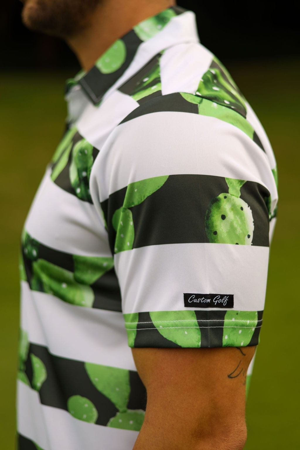 Custom Apparel Men's Funky Golf Shirt | Cactus Stripes