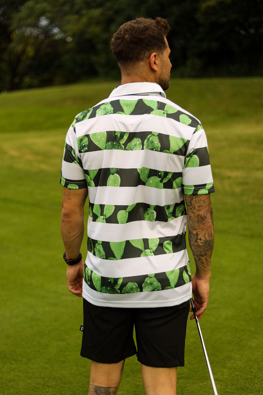 Custom Apparel Men's Funky Golf Shirt | Cactus Stripes