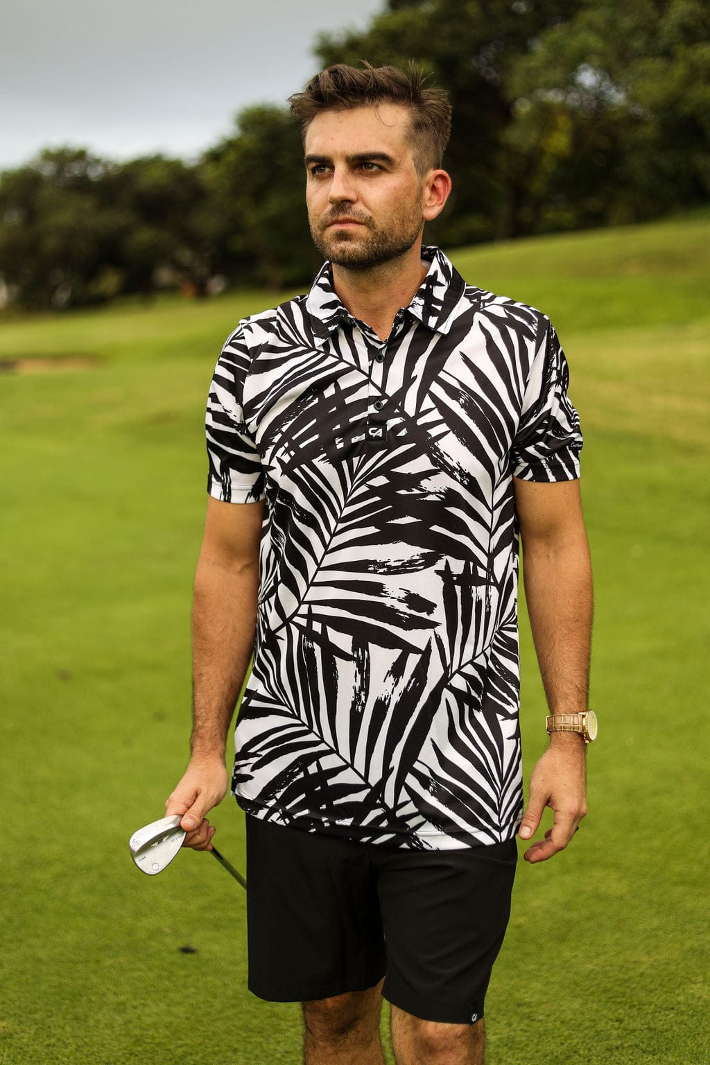 Custom Apparel Men's Funky Golf Shirt | Palm Silhouette