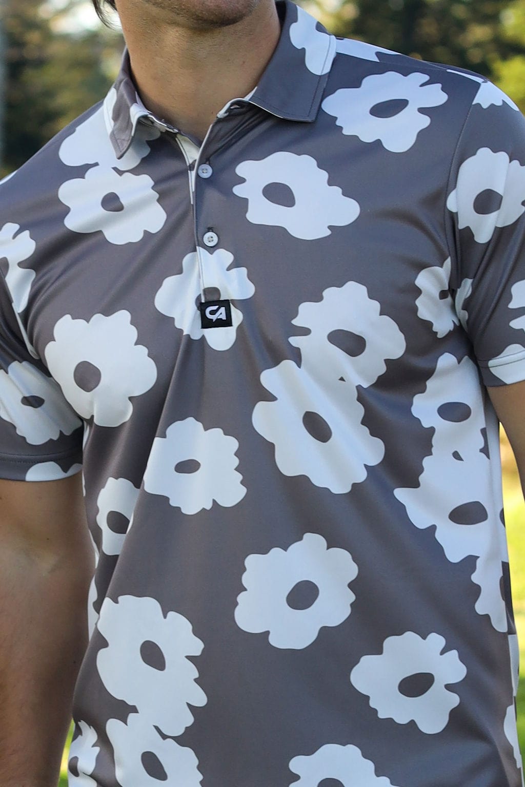Custom Apparel Men's Funky Golf Shirt | Taupe Bloom