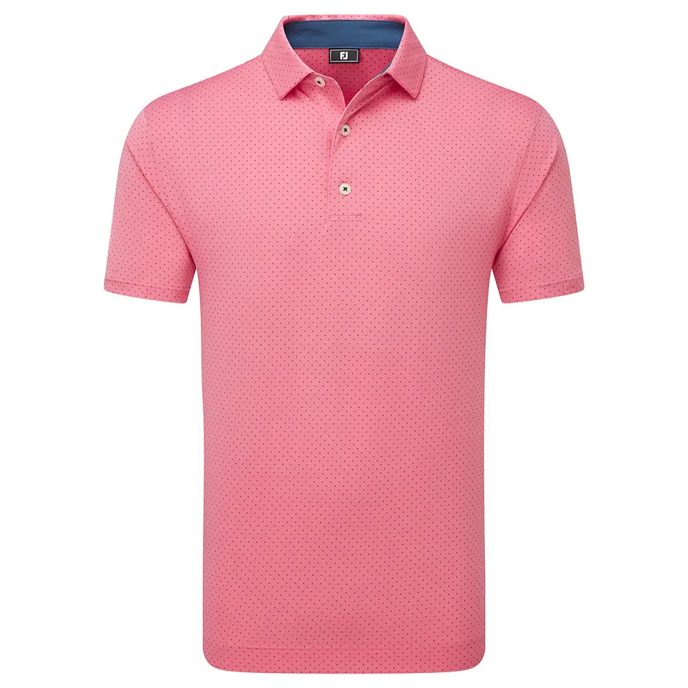 Footjoy Men`s Golf Shirt | EU Stretch Dot Printed LSL | Pink Lemon