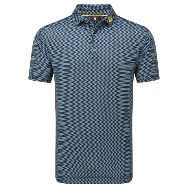FootJoy Men's Golf Shirt | Wiggle Print Isle | Navy White Grey