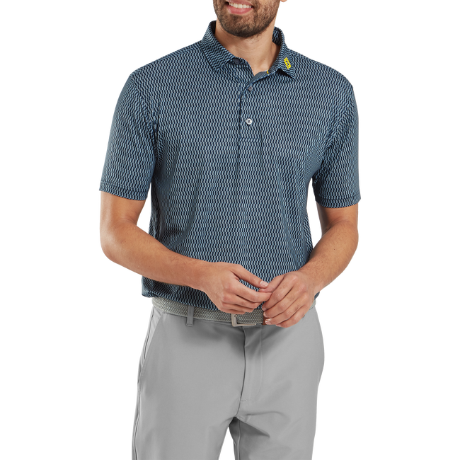FootJoy Men's Golf Shirt | Wiggle Print Isle | Navy White Grey