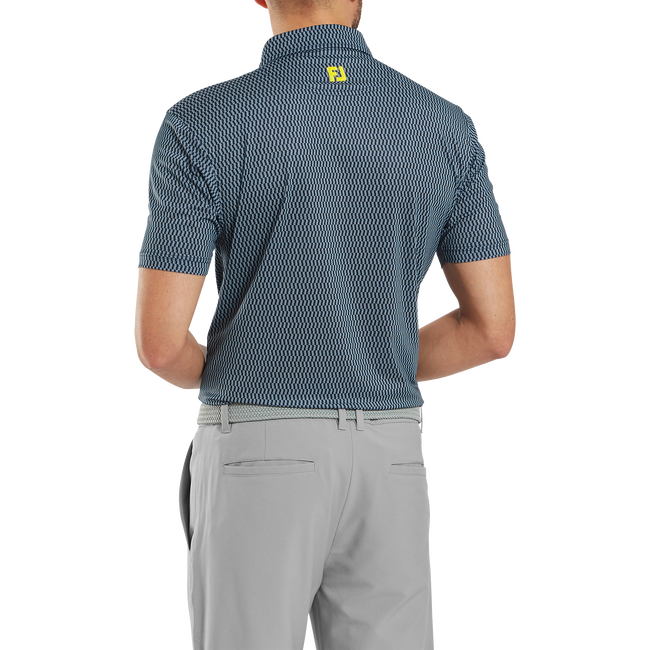 FootJoy Men's Golf Shirt | Wiggle Print Isle | Navy White Grey
