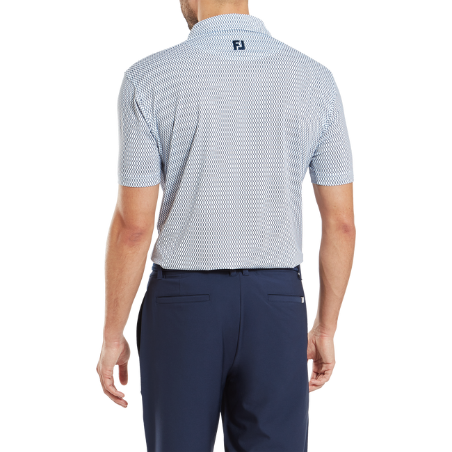 FootJoy Men's Golf Shirt | Irongate Print Lisle | White Navy