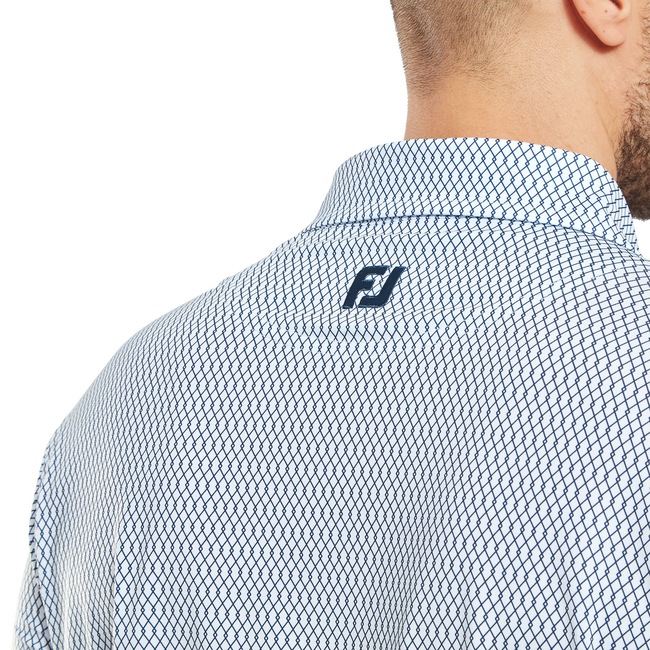 FootJoy Men's Golf Shirt | Irongate Print Lisle | White Navy