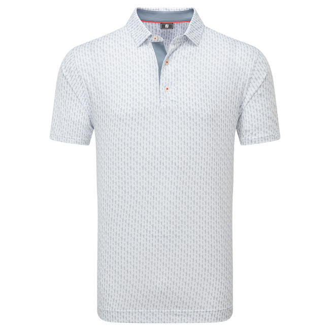 FootJoy Men's Golf Shirt | Figure Print Lisle | White Flint