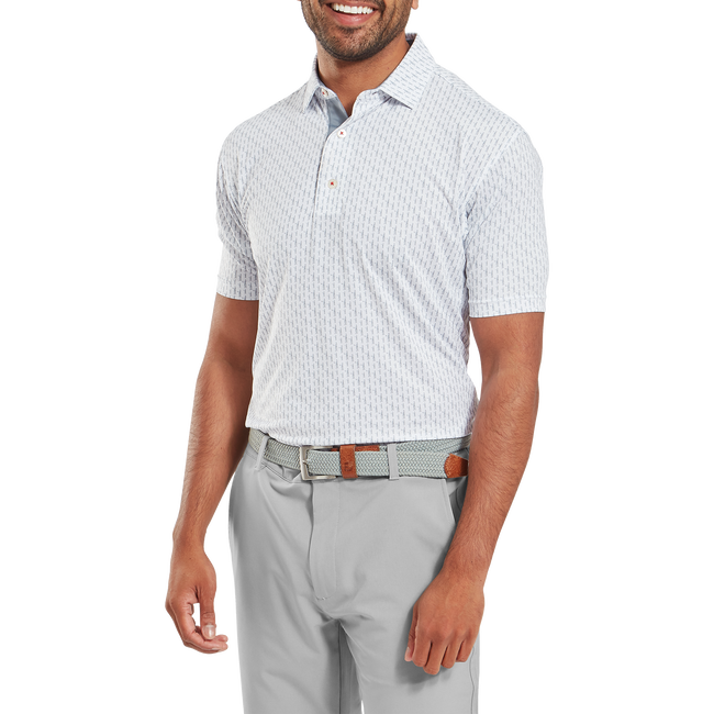FootJoy Men's Golf Shirt | Figure Print Lisle | White Flint
