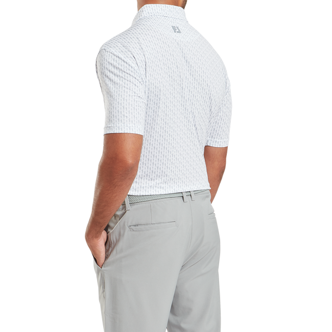 FootJoy Men's Golf Shirt | Figure Print Lisle | White Flint