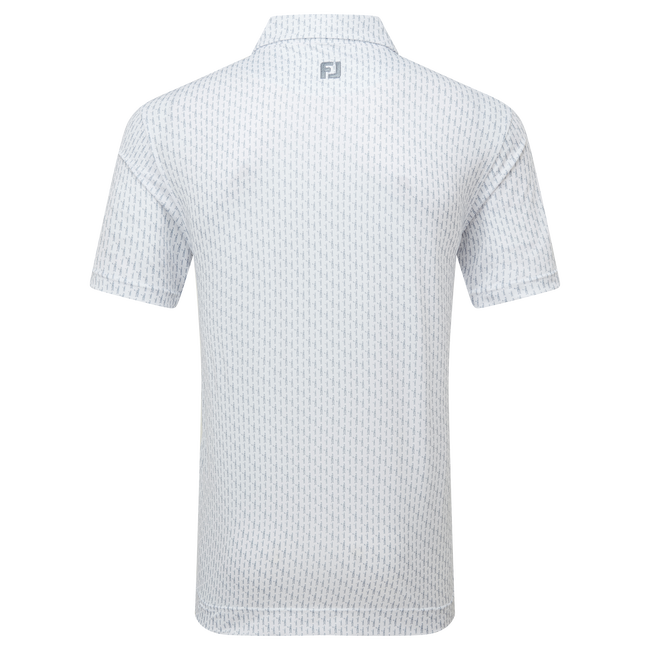 FootJoy Men's Golf Shirt | Figure Print Lisle | White Flint