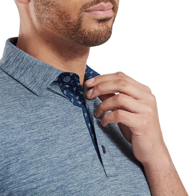 Footjoy Men`s Golf Shirt | EU Heather Lisle | Navy
