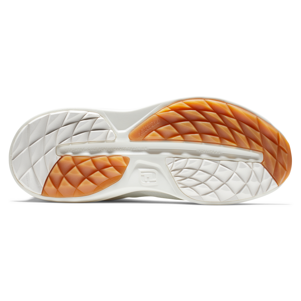 White and orange quilted insole with textured pattern, likely leather or synthetic material.