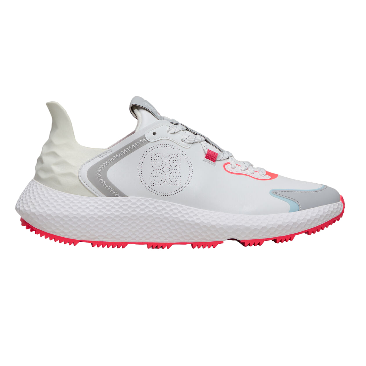 G/Fore Men`s Golf Shoe | MG4x2 Perforated Logo Hybrid | White/Grey/Coral