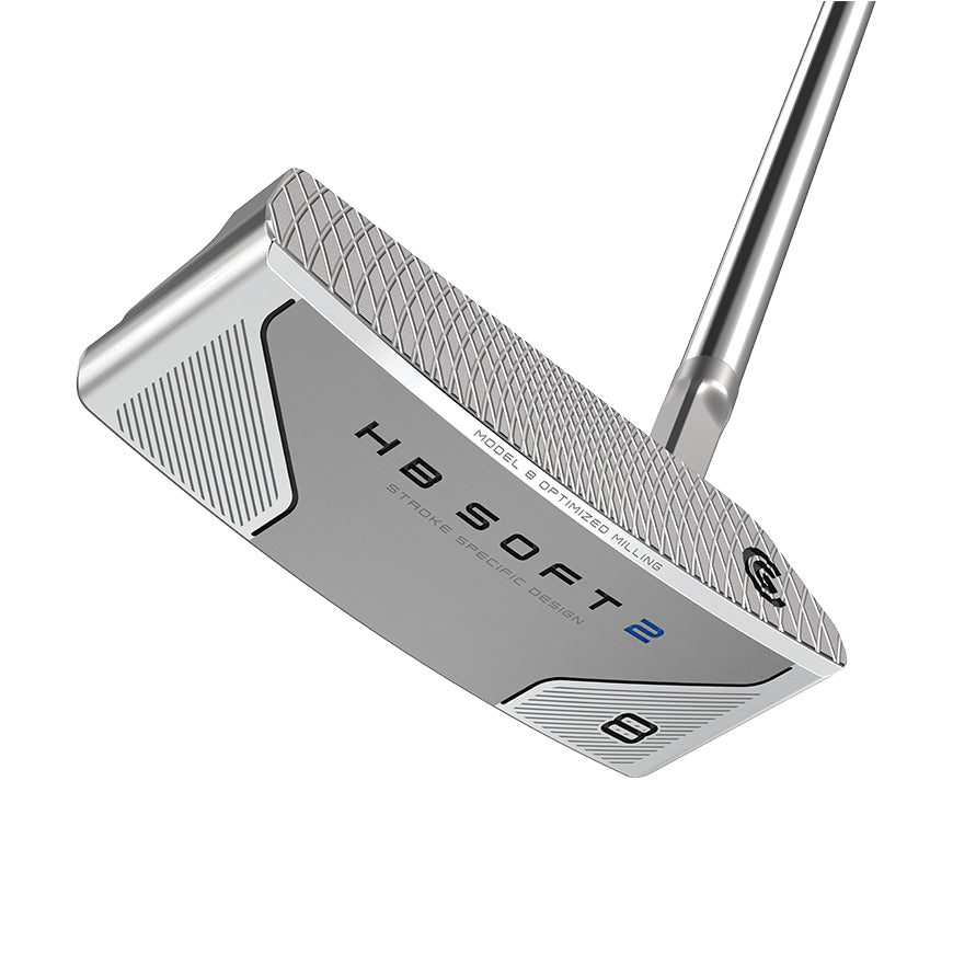 Silver hb soft 2 putter with black grip and textured head design.