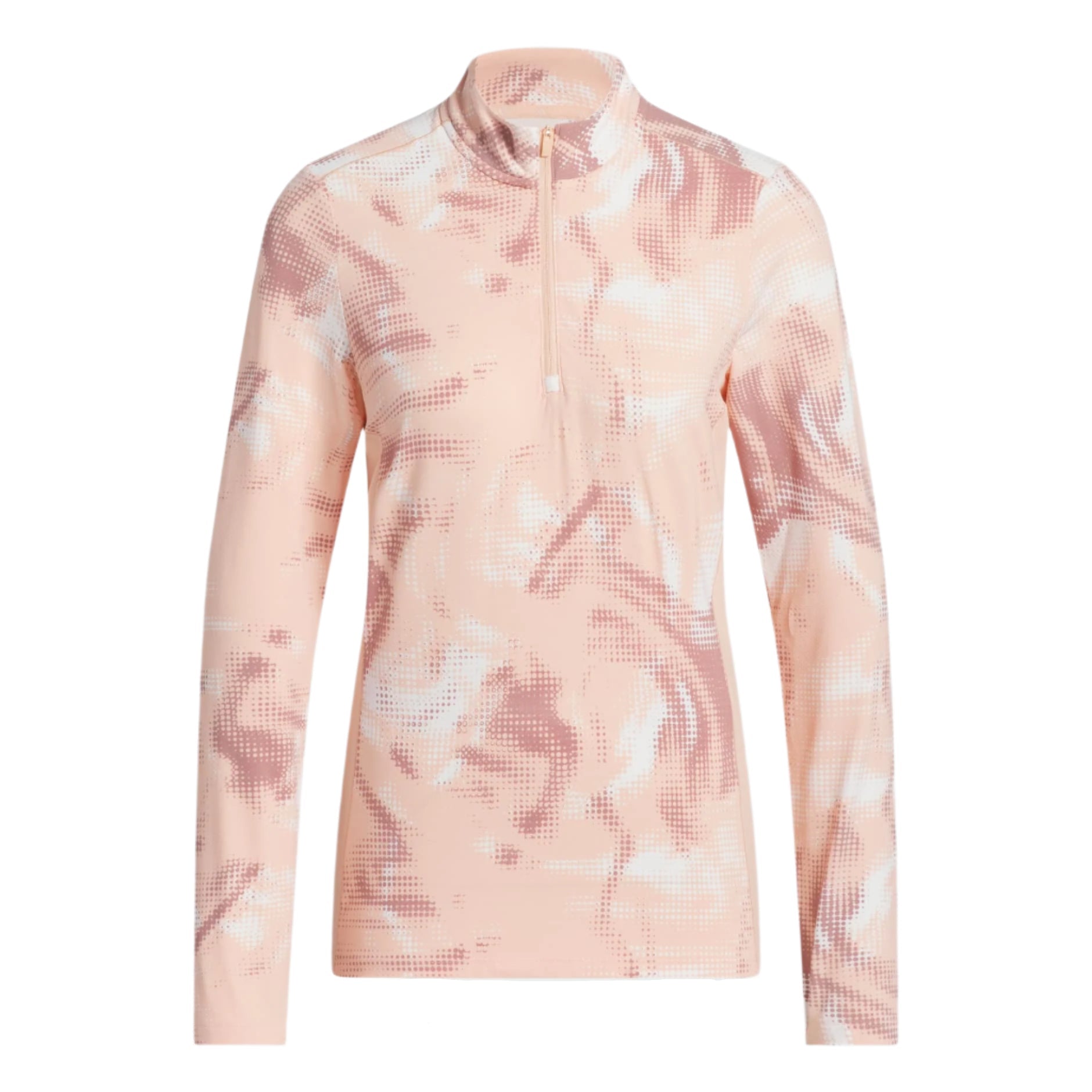 Adidas Women's Jersey | Printed Polo Quarter Zip | Peach/White/Red