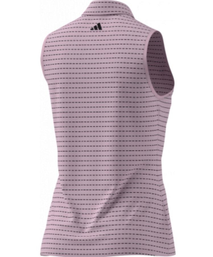 Adidas Women's Golf Shirt | Ultimate365 Striped Clear Pink Sleeveless Polo