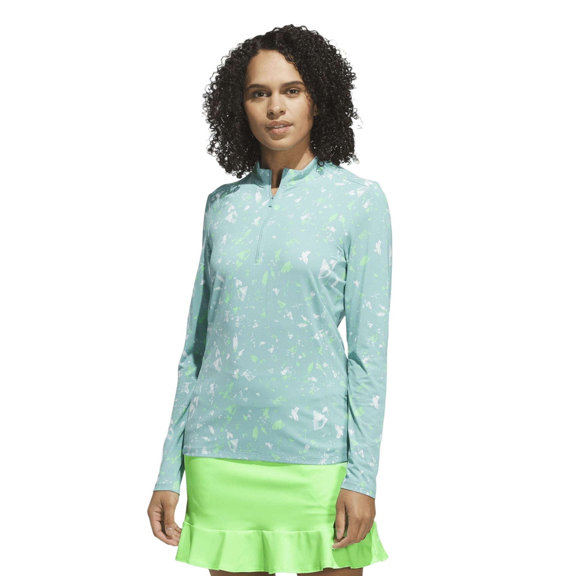 Adidas Women's Midlayer | Ultimate 365 Printed Quarter-Zip | Mint