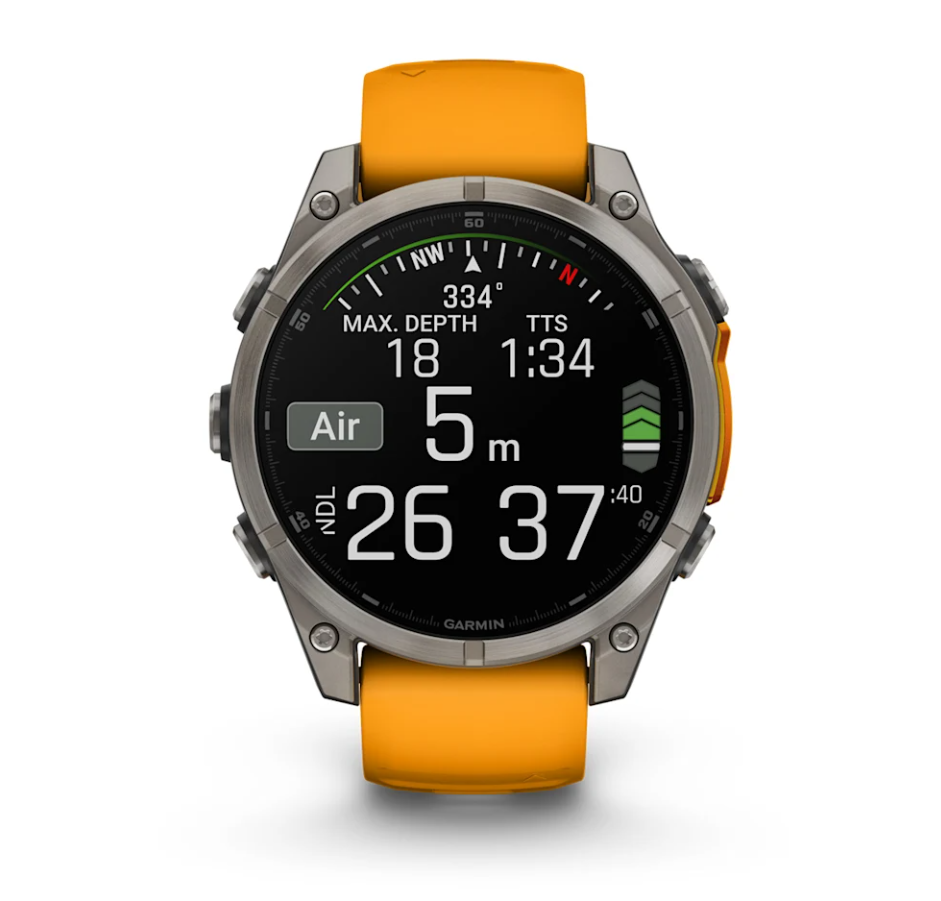 Garmin Fenix 8 Watch | 47mm | Amoled Sapphire Spark Orange/Graphite Band