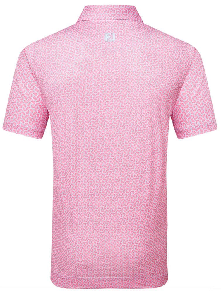 Footjoy Men`s Golf Shirt | EU Citrs Print LSL | Pink Lemon/Sky