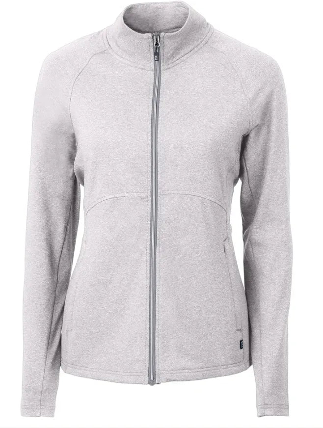 Cutter and Buck Womens Golf Pullover | Adapt Eco | Full Zip | Heather Grey