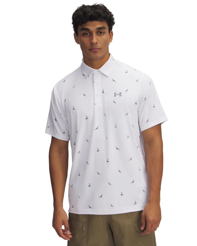 Under Armour Mens Golf Shirts | 3.0 Printed Polo | White-Birds