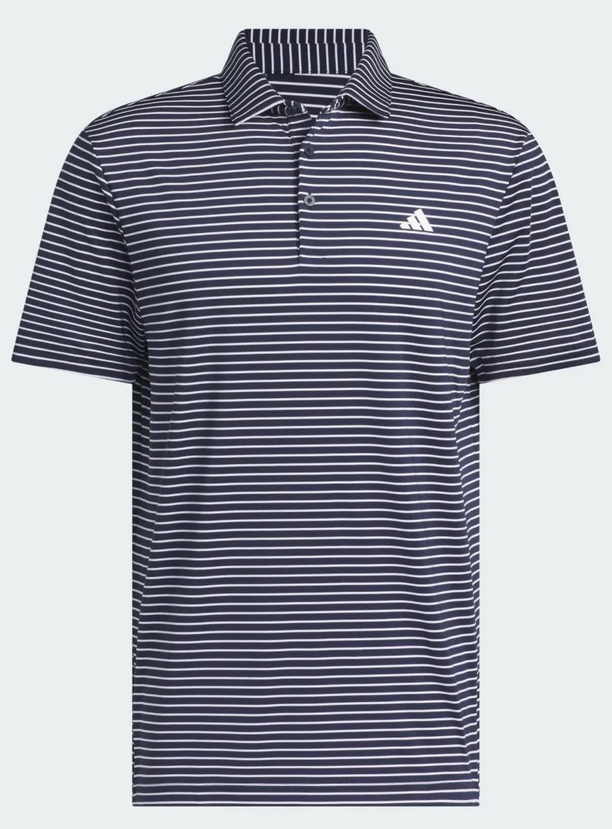 Adidas Junior Boys Golf Shirt | Climacool Striped Polo | Collegiate Navy