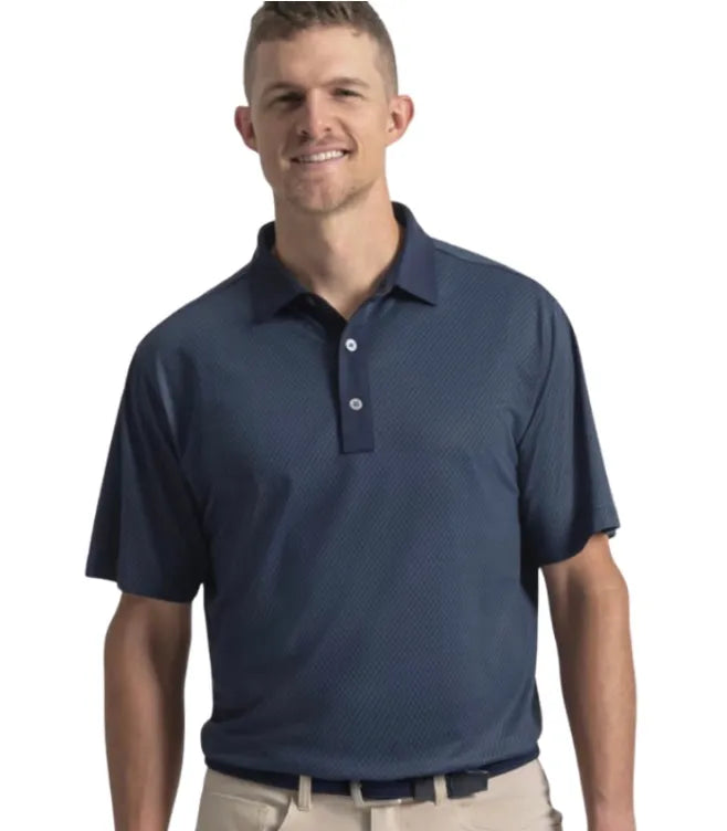 Footjoy Mens Golf Shirt | EU Star Geo | Jacquard Navy
