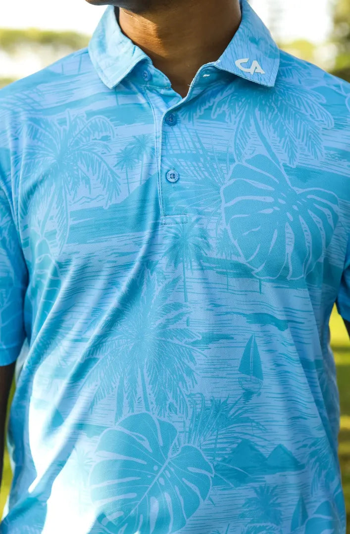 Custom Apparel Mens Golf Shirt | Statement | Tropical Blue Caribbean