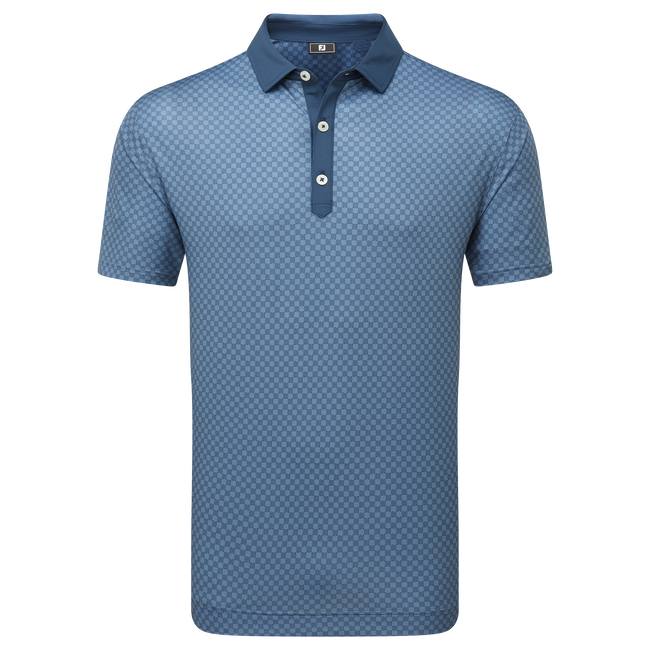 FootJoy Mens Golf Shirt | Checker Print Isle | Dark Denim White