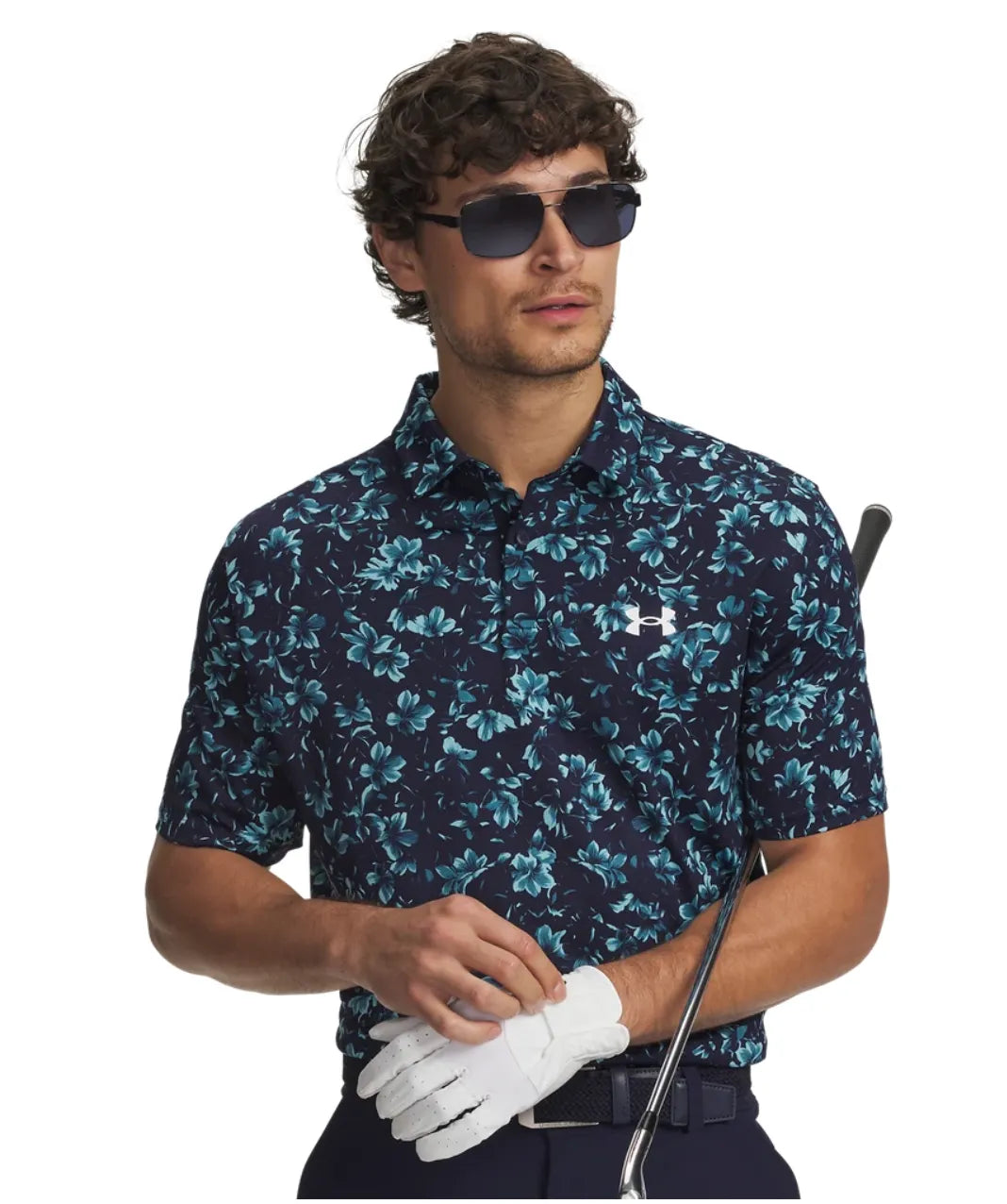 Under Armour Mens Golf Shirt | Matchplay Printed Polo | Midnight Navy