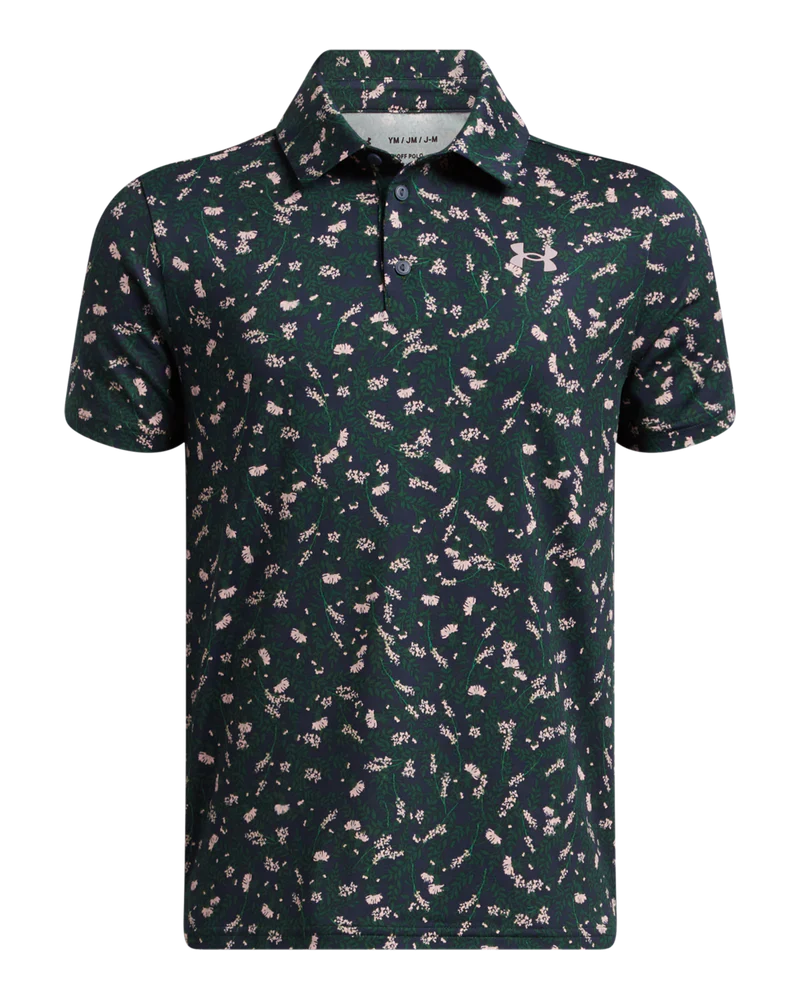 Under Armour Junior Golf Shirt | Polo | Green-Blue Printed