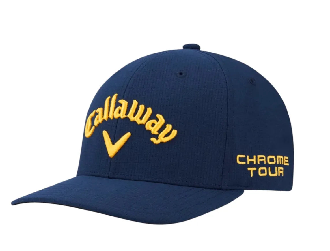 Callaway Mens Golf Cap | Tour Performance | Pro 26 | Navy-Yellow