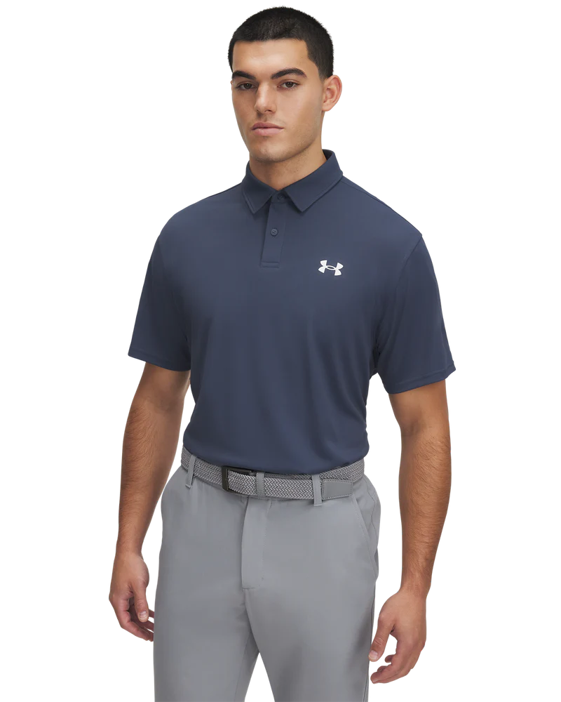 Under Armour Mens Golf Shirt | T2G Pique Polo | Downpour Grey