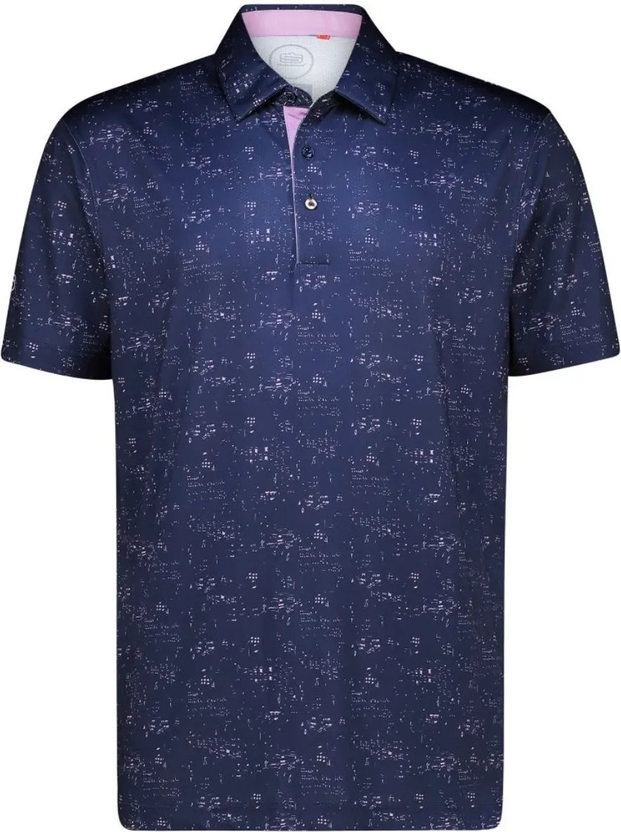 Swagg Mens Golf Shirt | Litho Dry Tech Performance | Navy-Purple