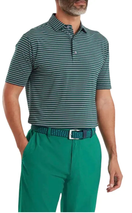 Footjoy Mens Golf Shirt | EU Shadow | Stripe Lisle | Navy