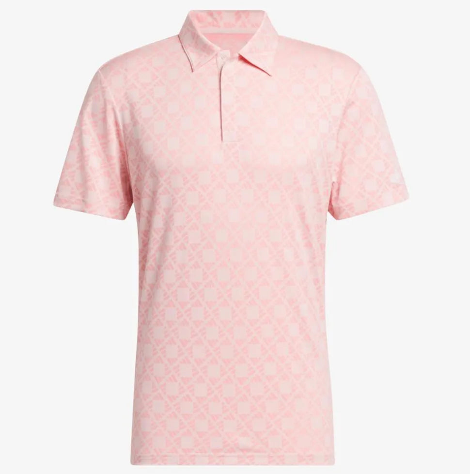 Adidas Womens Golf Shirt | Go-to Jacquard Short Sleeve Polo | Clear Pink