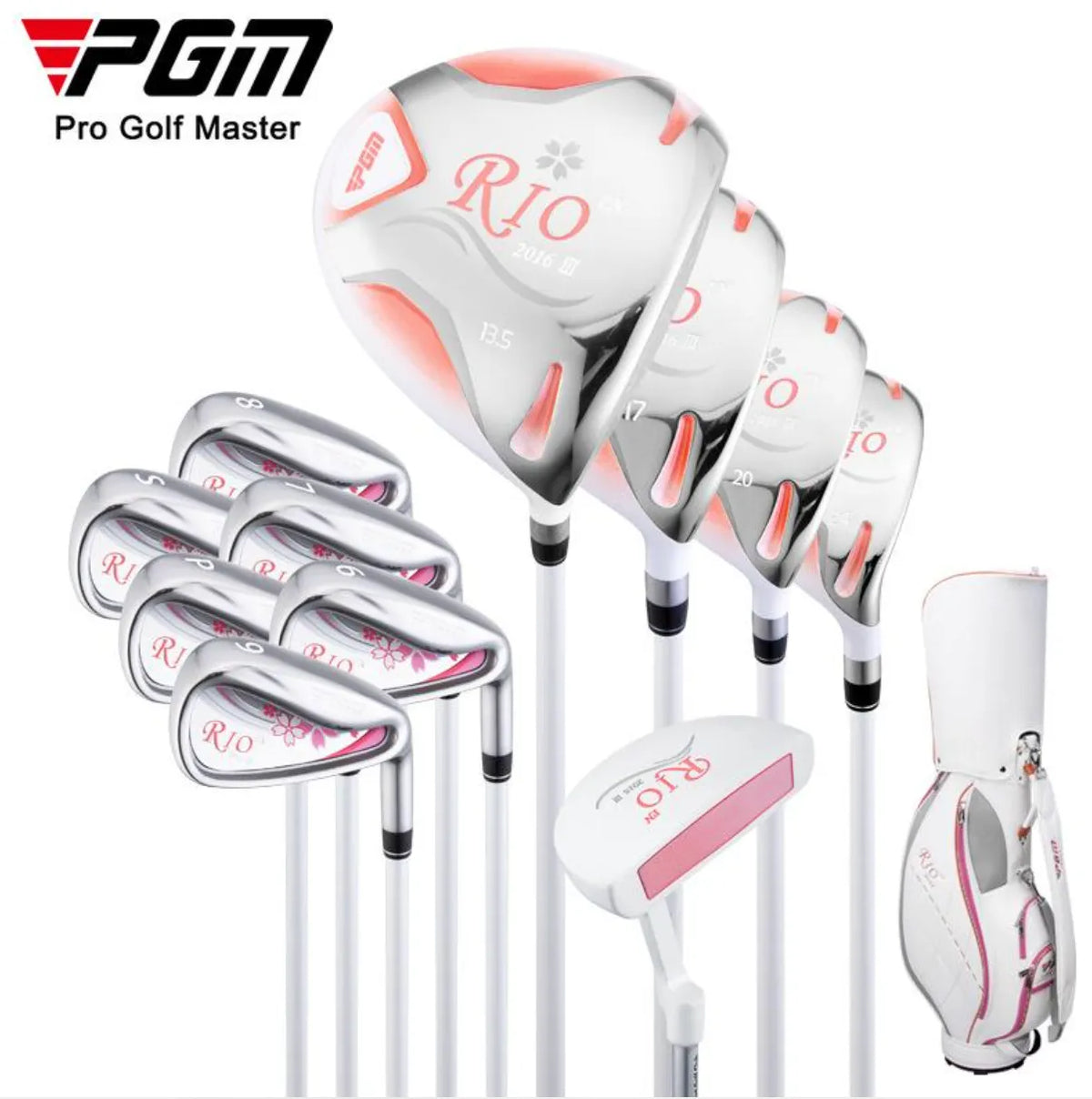 PGM Ladies 4 Club Set with Sunday Bag | Graphite | Pink