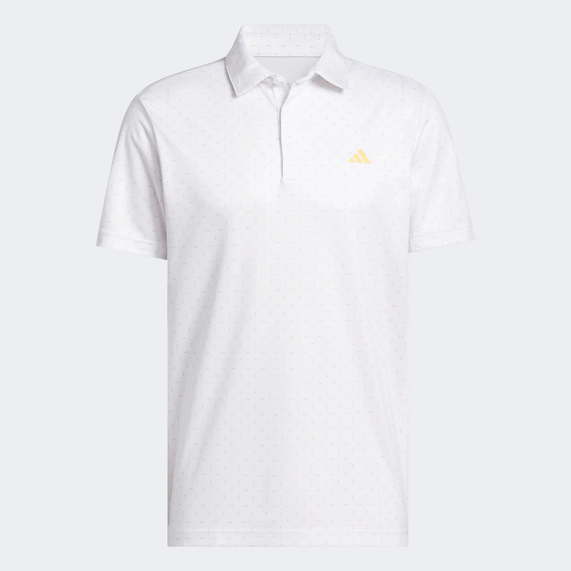 Adidas Mens Golf Shirt | Performance Textured Print | White/yellow