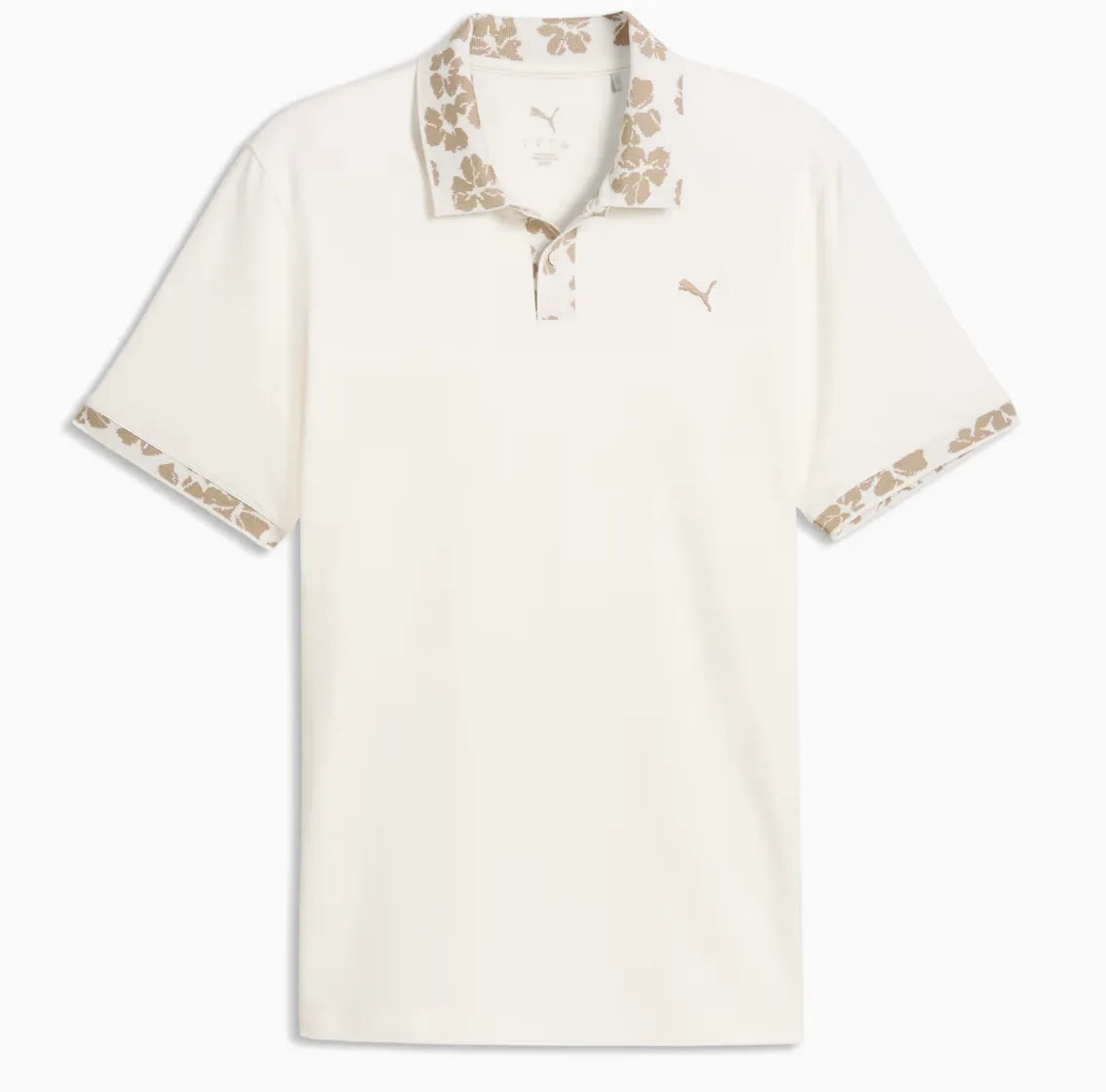 Puma Mens Golf Shirt | Modalon Floral Rib Polo LC | Warm White-Ice Coffee