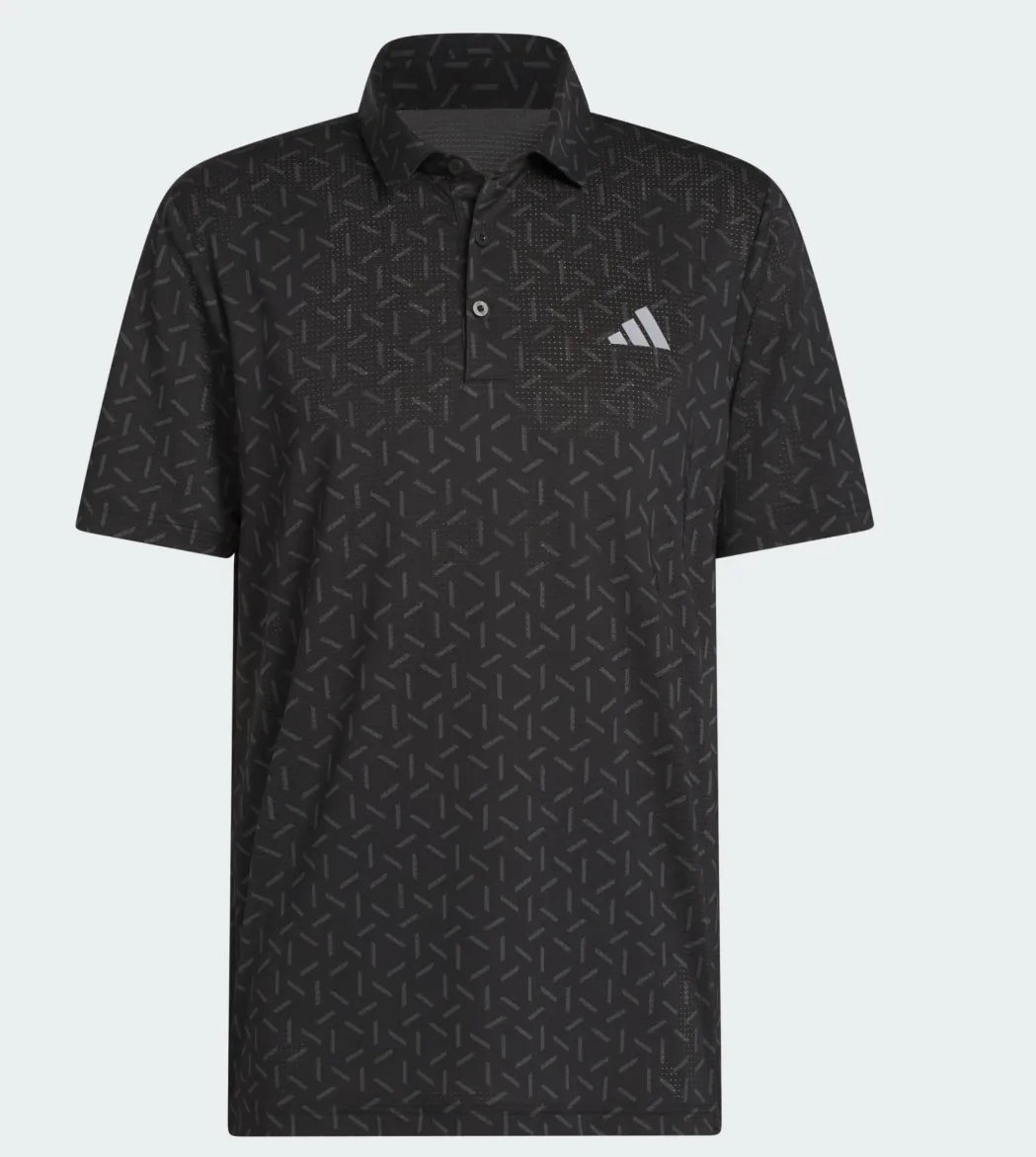 Adidas Mens Golf Shirt | Ultimate 365 Mesh Printed Polo | Black