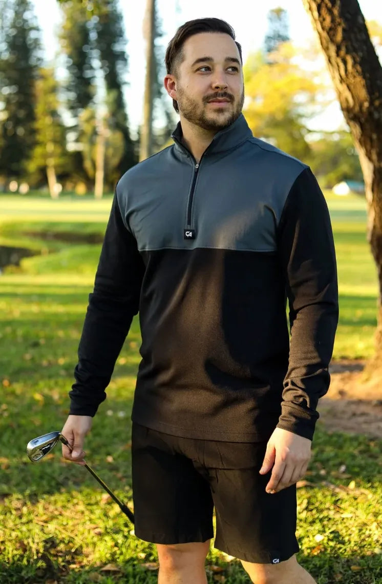 Custom Apparel Mens Golf Jersey | Thermal | Grey-Black
