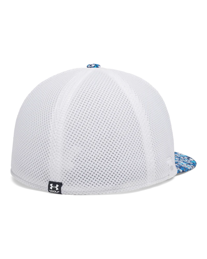 Under Armour Men`s Cap | Chill Drive Low Stretch Fit | White/Blue Flowers