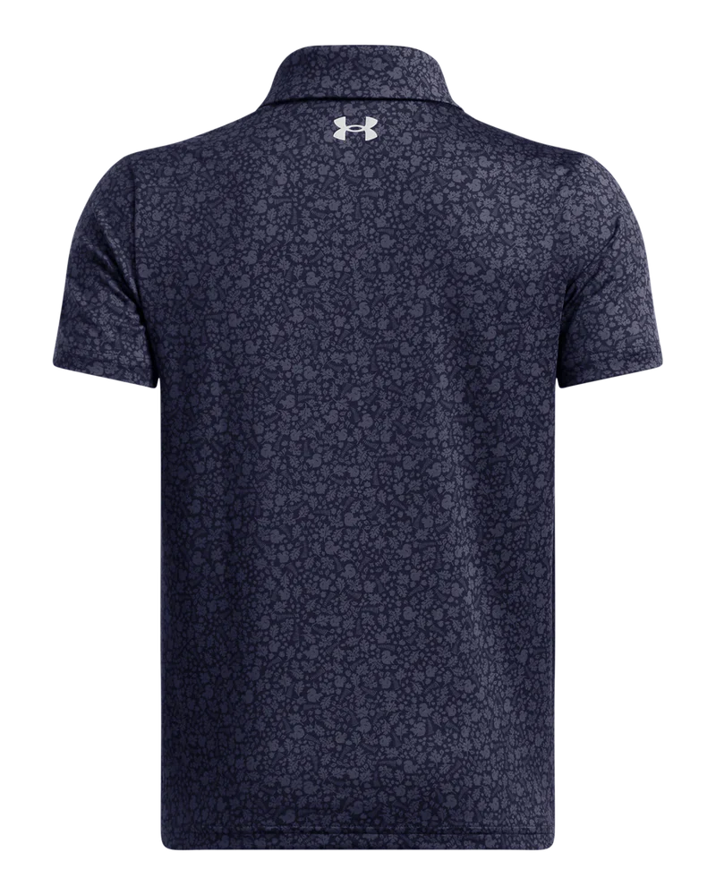 Under Armour Junior Golf Shirt | Playoff Printed Polo | Navy/Grey