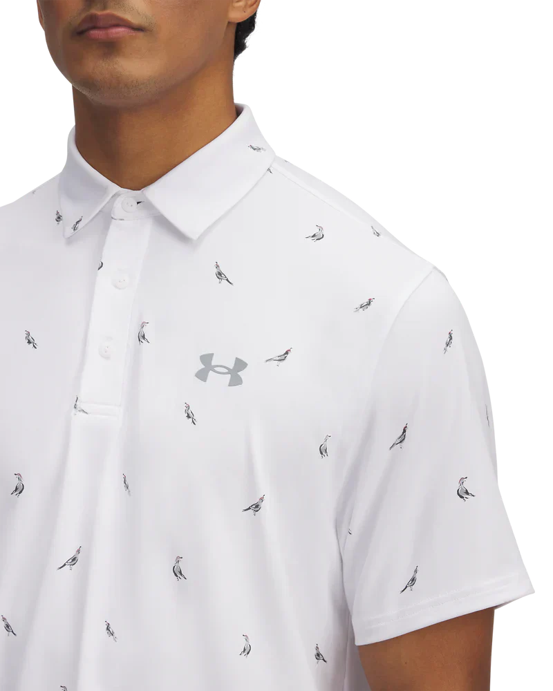 Under Armour Men's Golf Shirts | 3.0 Printed Polo | White/Birds